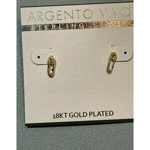 Argento Vivo 18K Gold-Plated CZ Mini Paperclip Stud Earrings